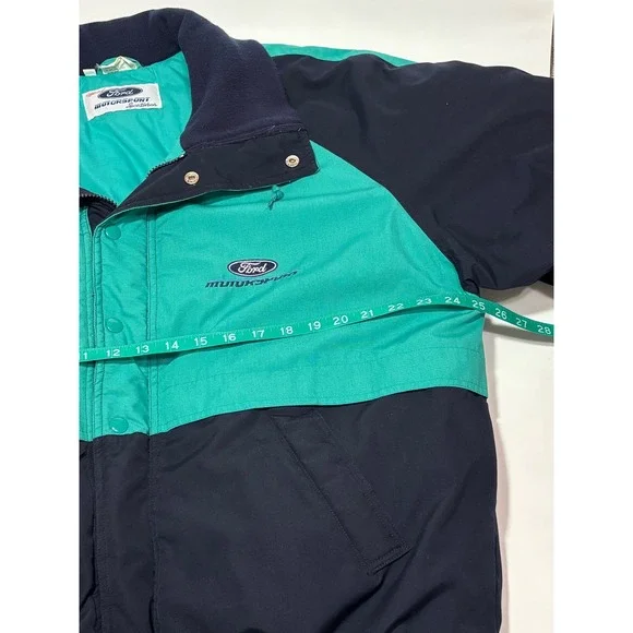 Vintage Ford Motorsport Sportswear Jacket Mens XL Teal Navy Blue Racing Bomber